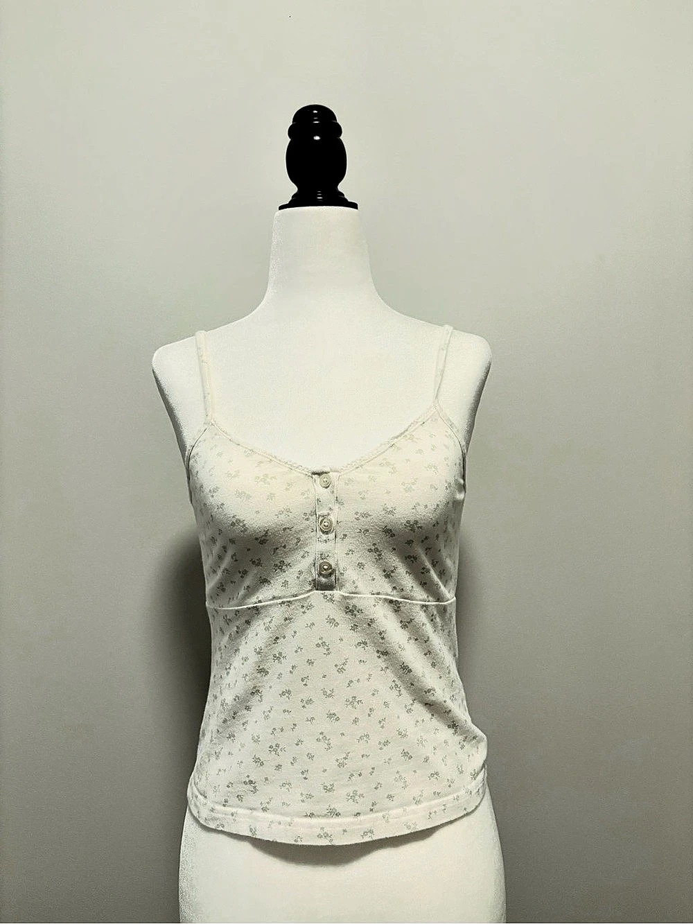 Brandy Melville Floral Button Front Camisole in White
